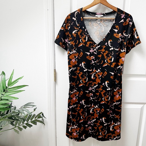 Nine West V-neck Short Sleeve Autumn Fall Midi Jersey Dress - Picture 1 of 6